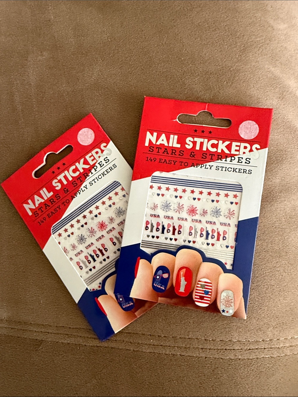 Patriotic Stars & Stripes Nail Sticker Set — Red, White & Blue